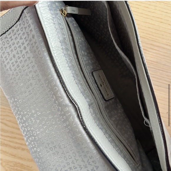 KATE SPADE Light Grey Pebbled Leather Medium Shoulder Bag with Silver Hardware - Picture 11 of 14